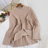 Pulover de dama cu decolteu rotund si maneci lungi in mai multe culori