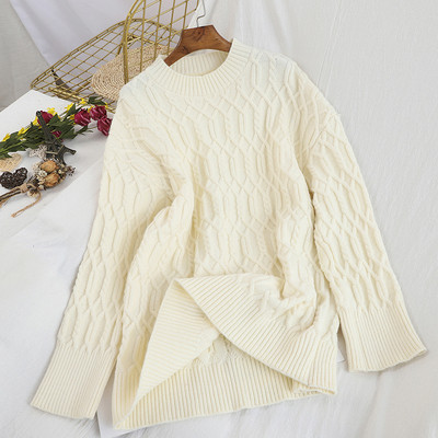 Pulover de dama cu decolteu rotund si maneci lungi in mai multe culori