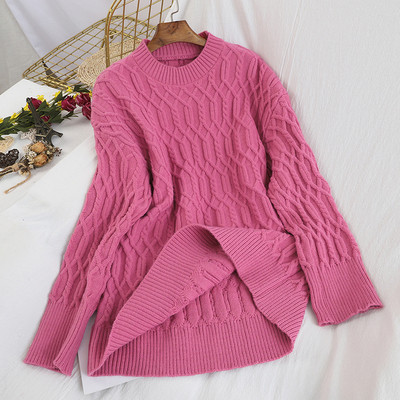 Pulover de dama cu decolteu rotund si maneci lungi in mai multe culori