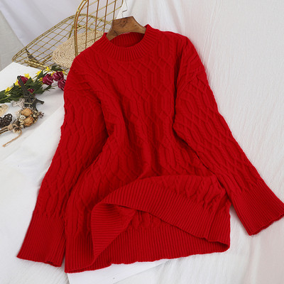 Pulover de dama cu decolteu rotund si maneci lungi in mai multe culori