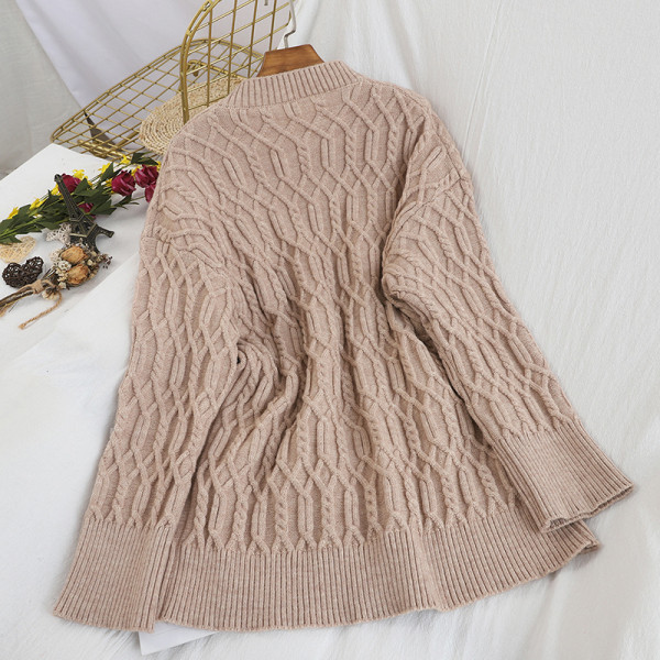 Pulover de dama cu decolteu rotund si maneci lungi in mai multe culori