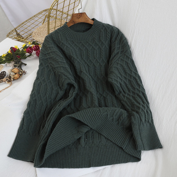 Pulover de dama cu decolteu rotund si maneci lungi in mai multe culori