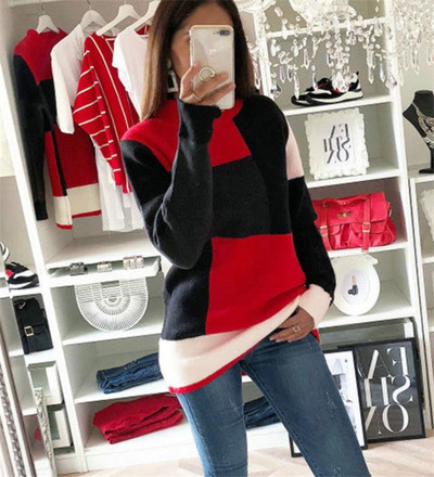 Casual γυναικείο πουλόβερ με μακρύ μανίκι σε κόκκινο χρώμα