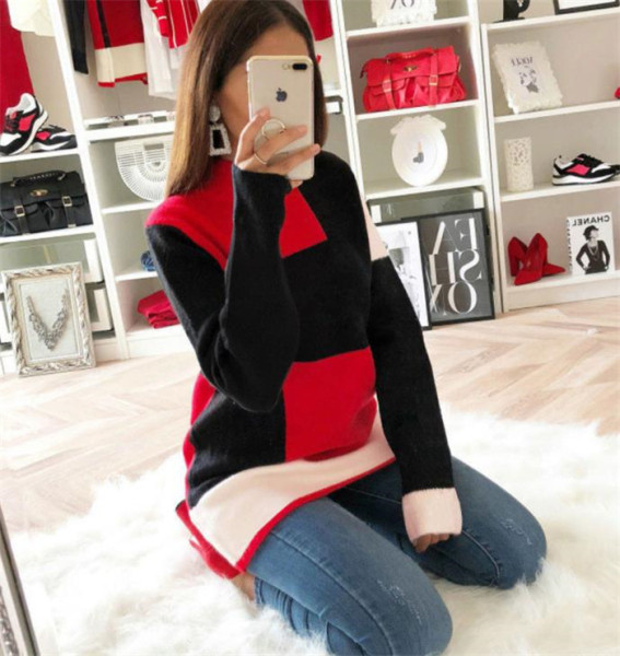 Casual  γυναικείο πουλόβερ με μακρύ μανίκι  σε κόκκινο χρώμα