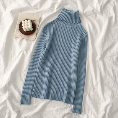 Modern női pulóver hat színben pólógallérral és hosszú ujjal