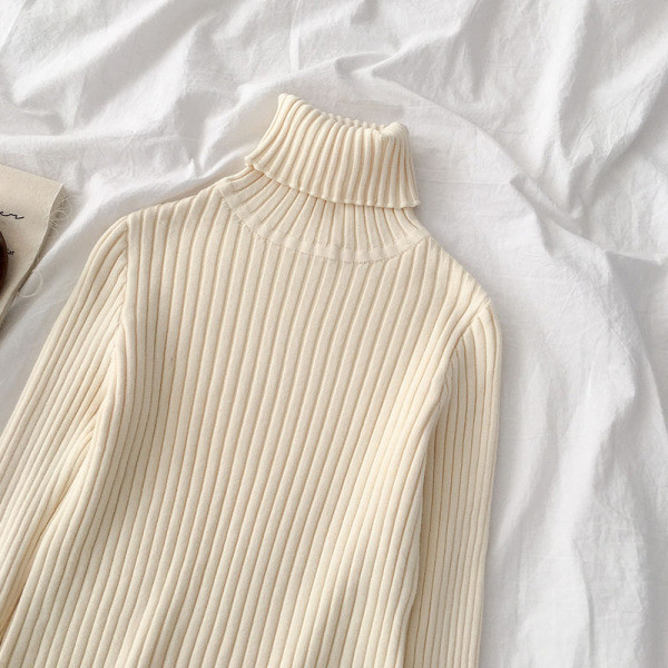 Modern női pulóver hat színben pólógallérral és hosszú ujjal