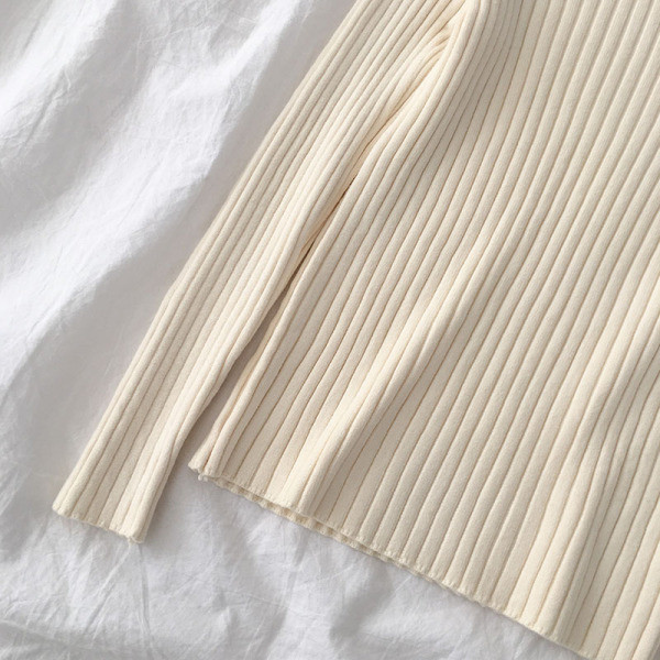 Modern női pulóver hat színben pólógallérral és hosszú ujjal