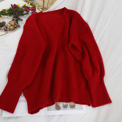 Pulover de dama cu decolteu oval si maneci lungi in mai multe culori