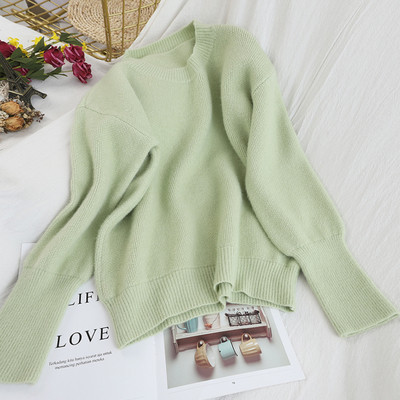 Pulover de dama cu decolteu oval si maneci lungi in mai multe culori