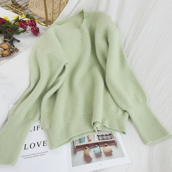 Pulover de dama cu decolteu oval si maneci lungi in mai multe culori