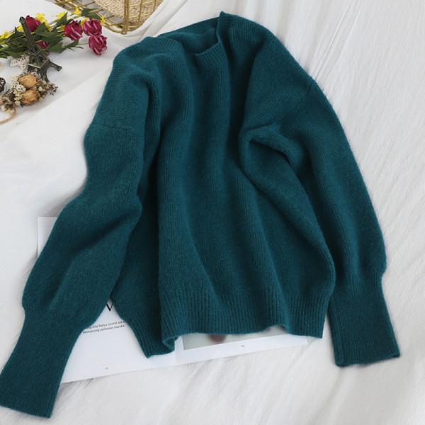 Pulover de dama cu decolteu oval si maneci lungi in mai multe culori