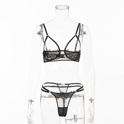 Női intim fehérnemű szett, két részes fehér és fekete színben