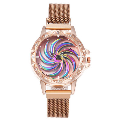 Ежедневен дамски часовник с камъни в седем цвята 