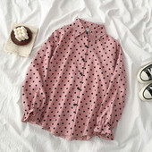 Rózsaszín női ing klasszikus gallérral és széles ujjakkal