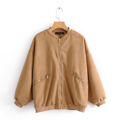 Könnyű tavaszi-őszi kabát eco velúrból, bézs, fehér és szürke cipzárral