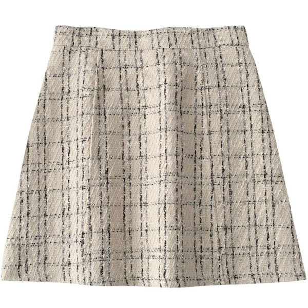 Fekete és bézs színű rövid női szoknya, magas derékkal