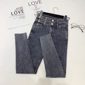 Női téli nadrág magas derékkal, szürke színben