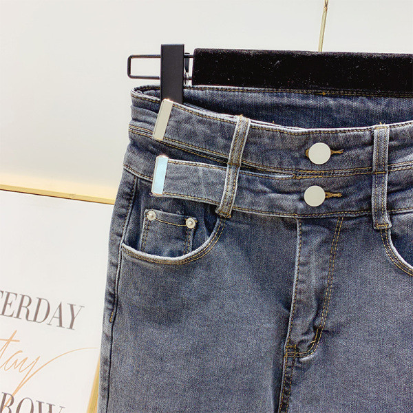 Női téli nadrág magas derékkal, szürke színben