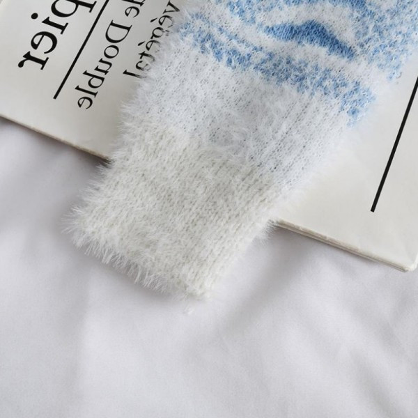 Női karácsonyi pulóver kerek nyakkivágással, piros, kék és zöld színben