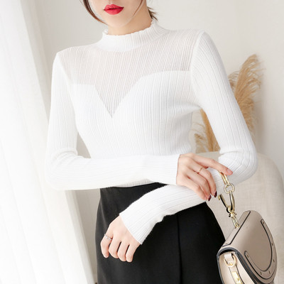 Modern női blúz öt színben, félmagas gallérral és hosszú ujjal