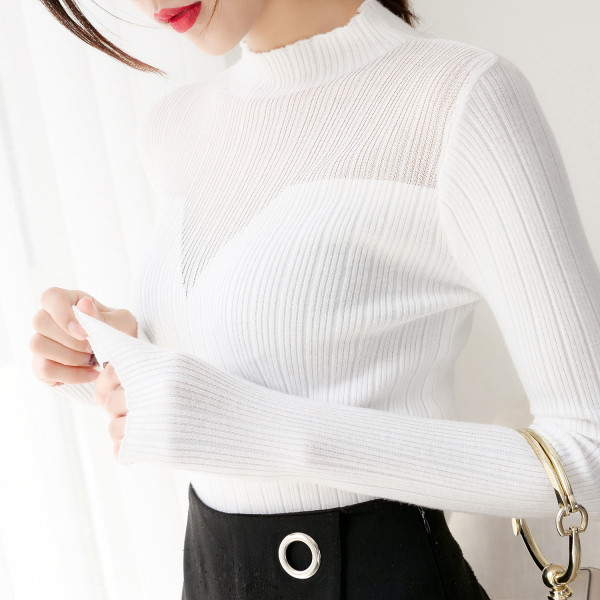 Modern női blúz öt színben, félmagas gallérral és hosszú ujjal