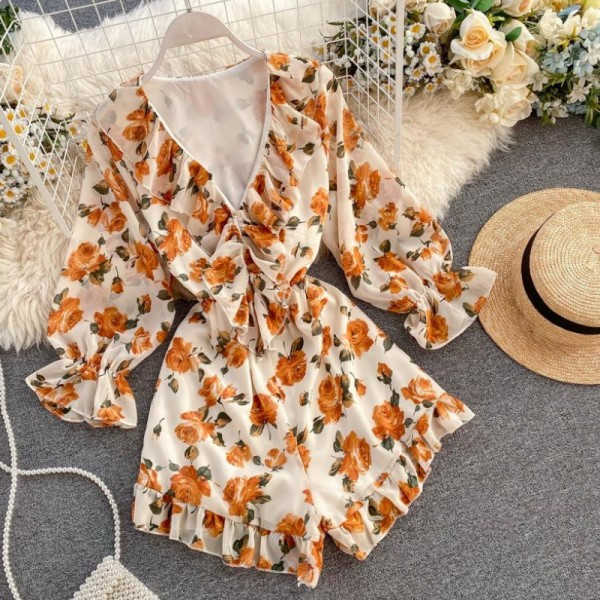 Új modell női rövid jumpsuit spitz nyakkivágással és spitz nyakkivágással