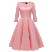 Modern női rövid ruha 3/4-es ujjal és ovális nyakkivágással kék, rózsaszín és piros színben