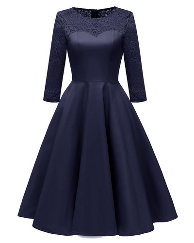 Modern női rövid ruha 3/4-es ujjal és ovális nyakkivágással kék, rózsaszín és piros színben