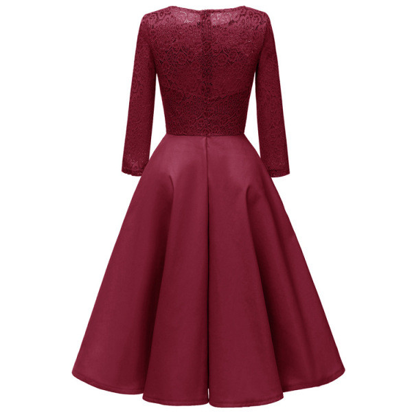 Modern női rövid ruha 3/4-es ujjal és ovális nyakkivágással kék, rózsaszín és piros színben