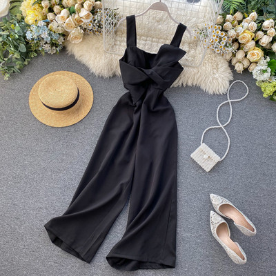 Női hosszú overall széles pántokkal, sárga, rózsaszín és fekete színben