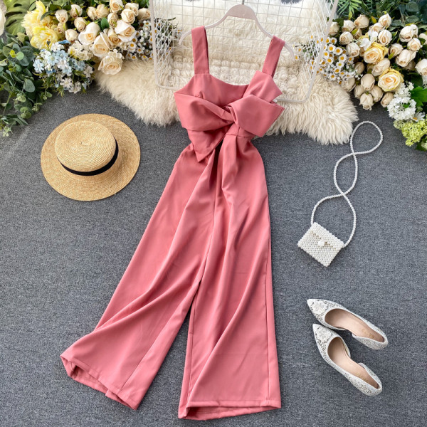 Női hosszú overall széles pántokkal, sárga, rózsaszín és fekete színben