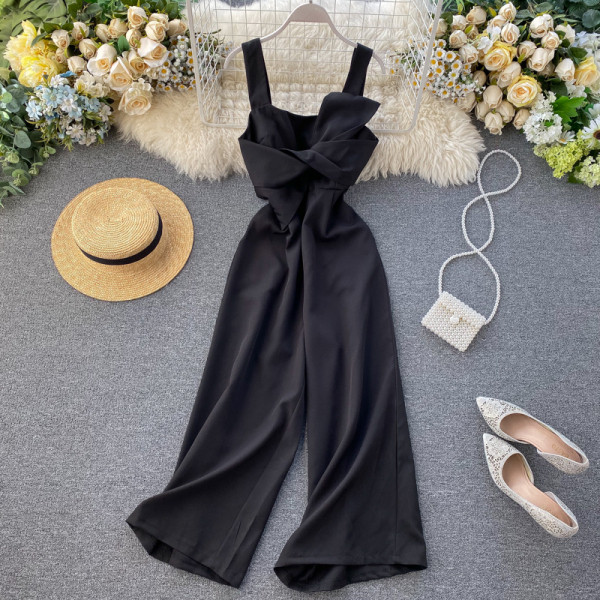 Női hosszú overall széles pántokkal, sárga, rózsaszín és fekete színben