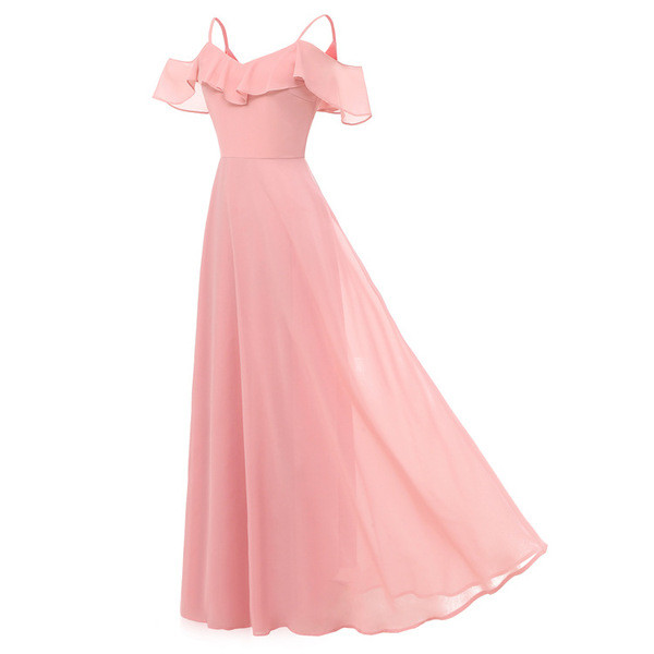 Stílusos női hosszú ruha vékony pántokkal és tüll kék, rózsaszín és piros színben