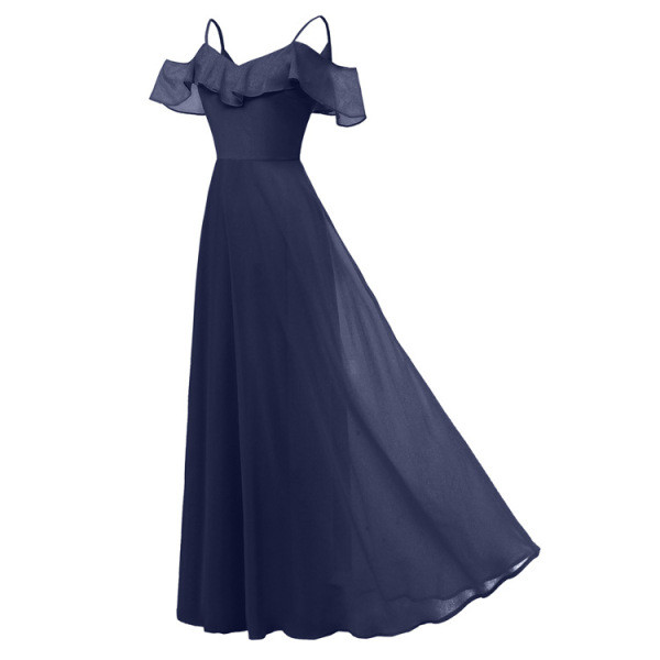 Stílusos női hosszú ruha vékony pántokkal és tüll kék, rózsaszín és piros színben