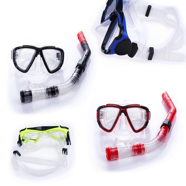 Maszk és légzőcső készlet búvárkodáshoz fekete, piros, sárga és kék színben
