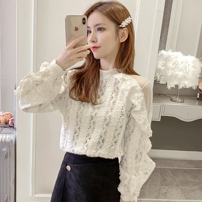 Női csipke ing bézs és fehér fürtökkel