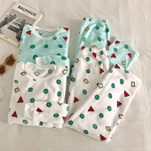 Pijamale de iarnă pentru femei în două părți în verde și alb