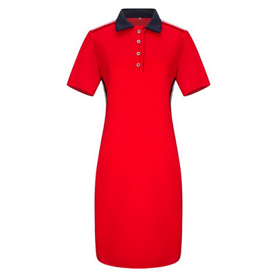 Γυναικείο καθημερινό κοντό φόρεμα με κλασικό κολάρο και κοντό μανίκι πράσινο, κόκκινο και μπλε χρώμα