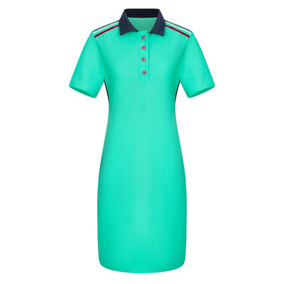 Γυναικείο καθημερινό κοντό φόρεμα με κλασικό κολάρο και κοντό μανίκι πράσινο, κόκκινο και μπλε χρώμα