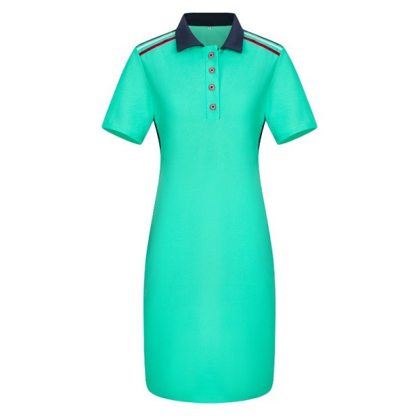 Γυναικείο καθημερινό κοντό φόρεμα με κλασικό κολάρο και κοντό μανίκι πράσινο, κόκκινο και μπλε χρώμα
