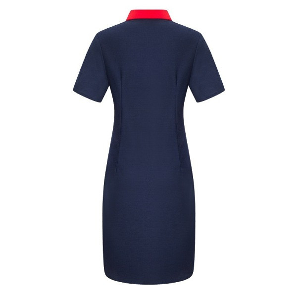 Γυναικείο καθημερινό κοντό φόρεμα με κλασικό κολάρο και κοντό μανίκι πράσινο, κόκκινο και μπλε χρώμα