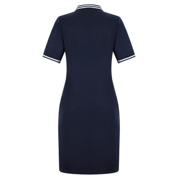 Alkalmi női ruha rövid ujjú, klasszikus gallérral piros és kék színben