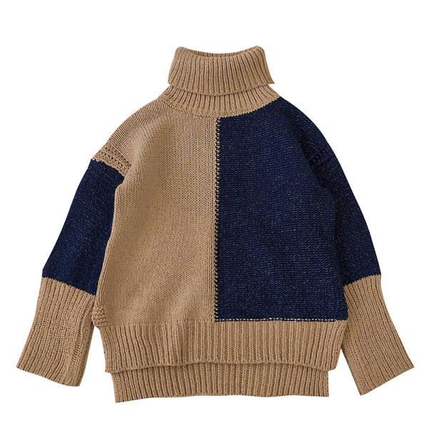 Női barna pulóver pólógallérral és hosszú ujjal