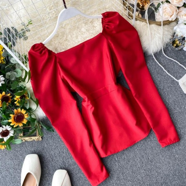 Bluza de dama model nou cu decolteu patrat si fermoar in rosu, alb si negru