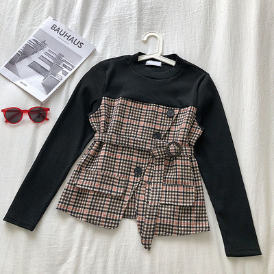 Retro stílusú női blúz három színben, gombokkal és kerek nyakkivágással