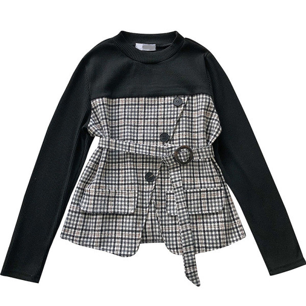 Retro stílusú női blúz három színben, gombokkal és kerek nyakkivágással