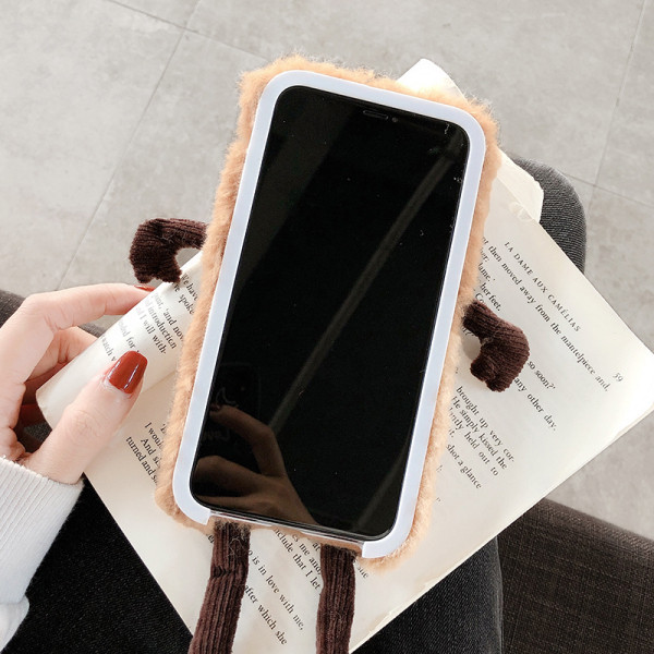 ÚJ 3D plüss karácsonyi tok Iphone 11 Pro Max telefonhoz piros és barna színben