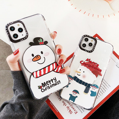 Силиконов коледен калъф със снежен човек и надпис Merry Christmas за Iphone 11 Pro Max - два модела