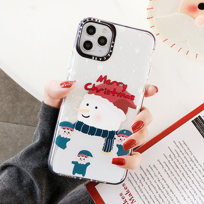 Szilikon karácsonyi tok hóemberrel és Merry Christmas felirattal Iphone 11 Pro Max - két modellhez