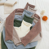 Női plüss pulóver öt színben, magas gallérral és hosszú ujjal